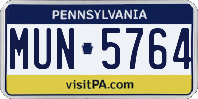 PA license plate MUN5764