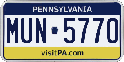PA license plate MUN5770