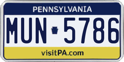 PA license plate MUN5786