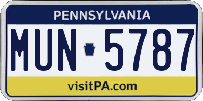 PA license plate MUN5787