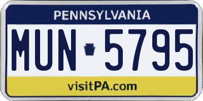 PA license plate MUN5795