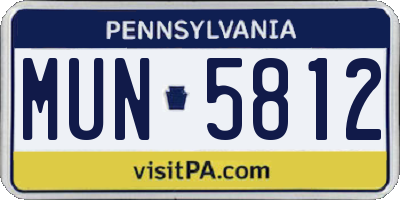 PA license plate MUN5812