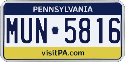 PA license plate MUN5816