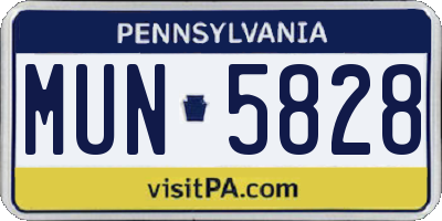 PA license plate MUN5828