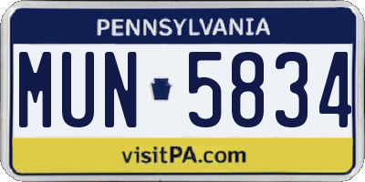 PA license plate MUN5834