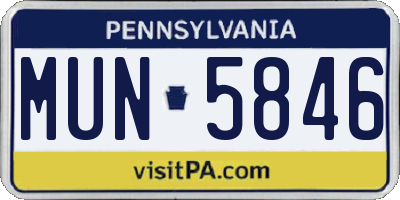 PA license plate MUN5846