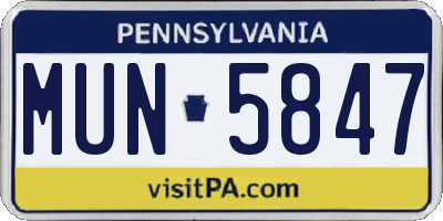 PA license plate MUN5847