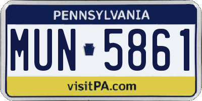 PA license plate MUN5861