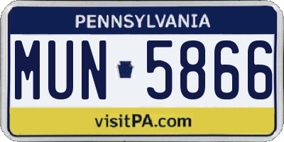 PA license plate MUN5866