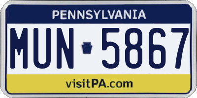 PA license plate MUN5867