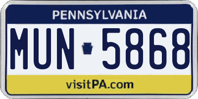 PA license plate MUN5868