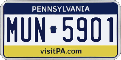PA license plate MUN5901
