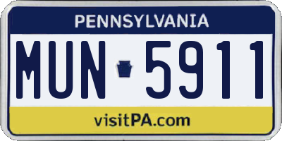 PA license plate MUN5911