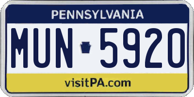 PA license plate MUN5920