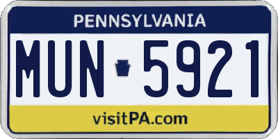 PA license plate MUN5921