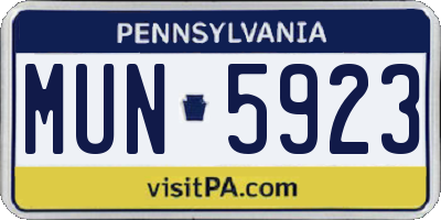 PA license plate MUN5923