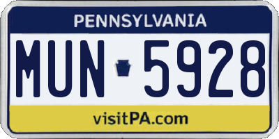 PA license plate MUN5928