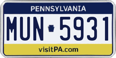 PA license plate MUN5931
