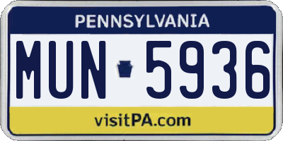 PA license plate MUN5936