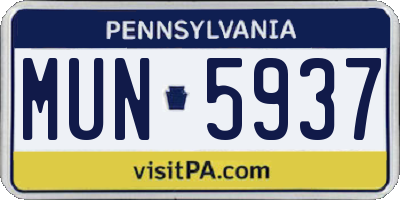 PA license plate MUN5937