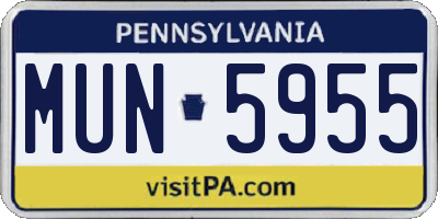 PA license plate MUN5955