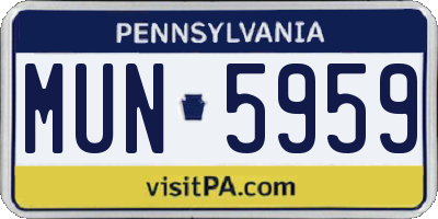 PA license plate MUN5959
