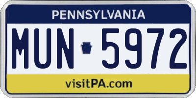 PA license plate MUN5972
