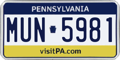 PA license plate MUN5981