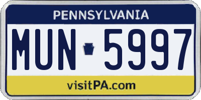 PA license plate MUN5997
