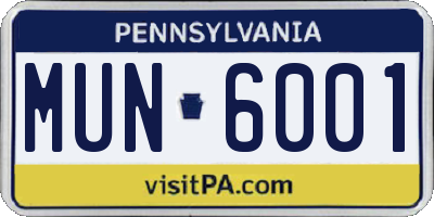 PA license plate MUN6001