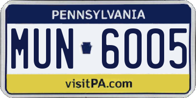PA license plate MUN6005