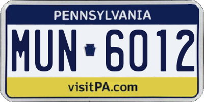 PA license plate MUN6012