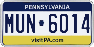 PA license plate MUN6014