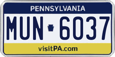 PA license plate MUN6037