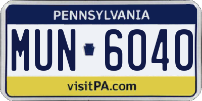 PA license plate MUN6040