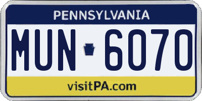 PA license plate MUN6070