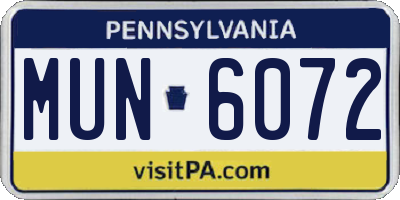 PA license plate MUN6072