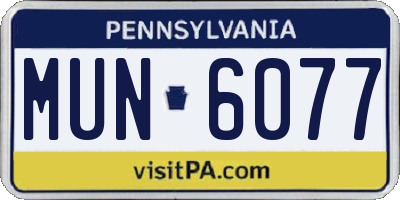 PA license plate MUN6077