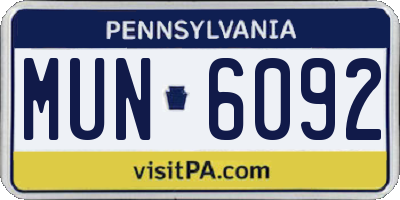 PA license plate MUN6092
