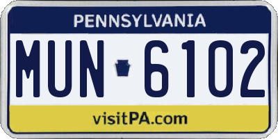 PA license plate MUN6102
