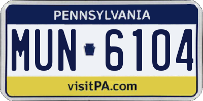 PA license plate MUN6104