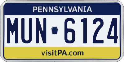 PA license plate MUN6124