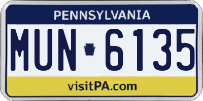 PA license plate MUN6135