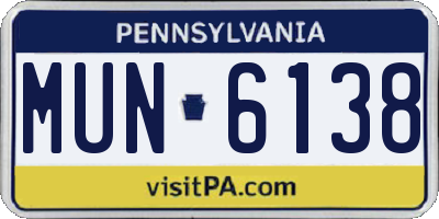 PA license plate MUN6138