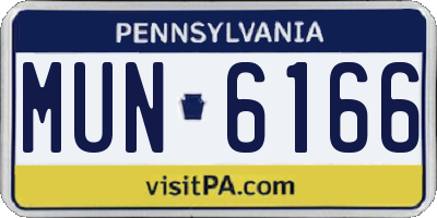 PA license plate MUN6166