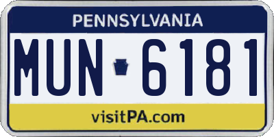 PA license plate MUN6181
