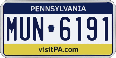 PA license plate MUN6191
