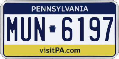 PA license plate MUN6197
