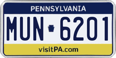 PA license plate MUN6201
