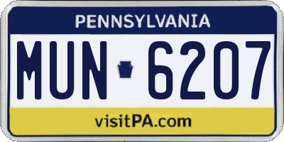 PA license plate MUN6207